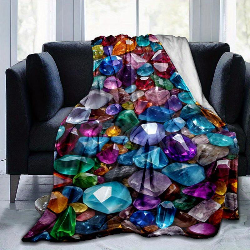 

1pc. Colorful Gemstone Pattern Blanket - Perfect for Home Decor, Office Use, Outdoor Activities, Gift Idea, Suitable for All Seasonsz0416243 75x90cm