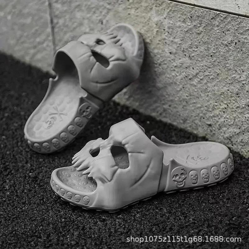 Totenkopf Pantoffel Dämon Y2k Plateau Wolke Sommer Strandsandale Pantoletten Flip Flop Herren Männlich Rutschfest Indoor Outdoor Weicher Schuh Zuhause 2025