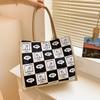New Printed Large Capacity Fashionable Commuting Women's Bag for College Students In Class One-shoulder Tote Bag Handheld Cotton and Linen Bag Trend