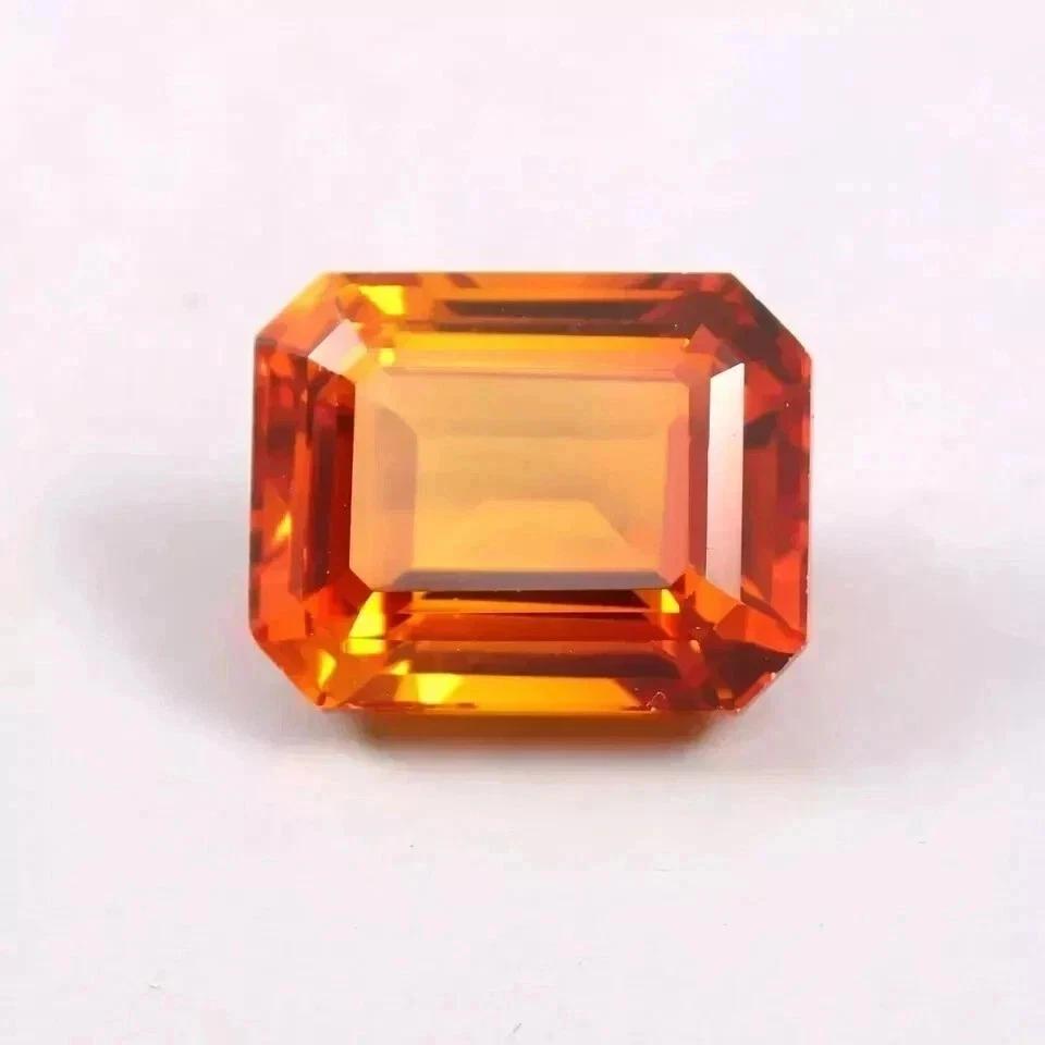 Natural 24 Ct Flawless Orange Sapphire Emerald Cut Certified Loose Gemstone