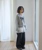 THE GREEN LAB Lovely Cat Crop Sweatshirt [Melange Gray]