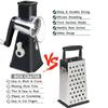 LMETJMA Rotary Cheese Grater with Handle Manual Vegetable Graters Shredder Slicer Nuts Grinder with Strong Suction Base JT122