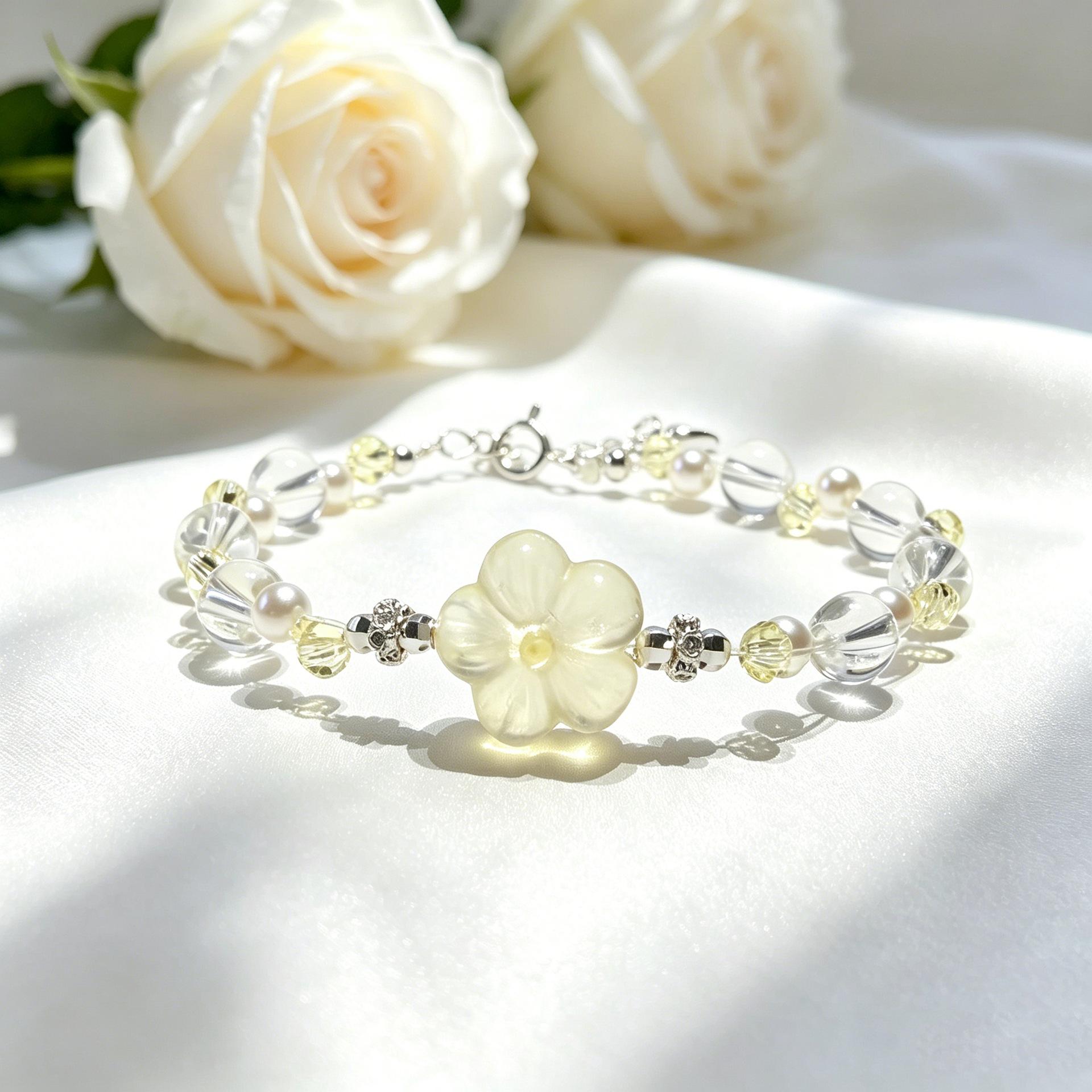 Crystal bracelet, natural pink crystal star bead bracelet, fresh and sweet fairy style bracelet