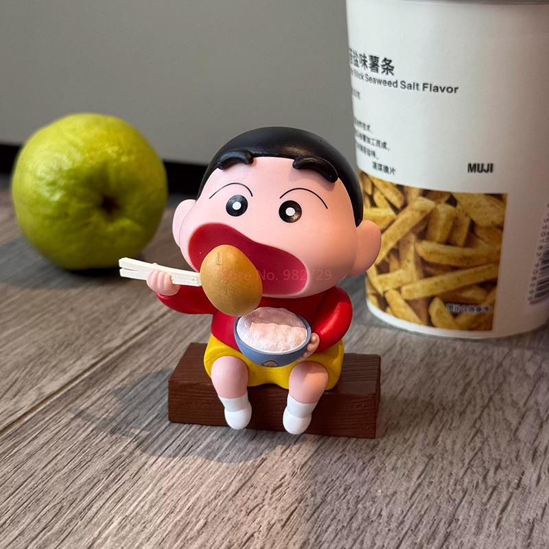 Cartoon 8cm Crayon Shin Chan Eating Potato Figurine Cute Desktop Ornament Home Decoration Birthday Gift Tabletop Display