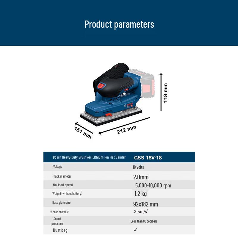 Bosch GSS18V-18 Heavy Duty Orbital Sander (Bare Tool) CN plug (adapter included)