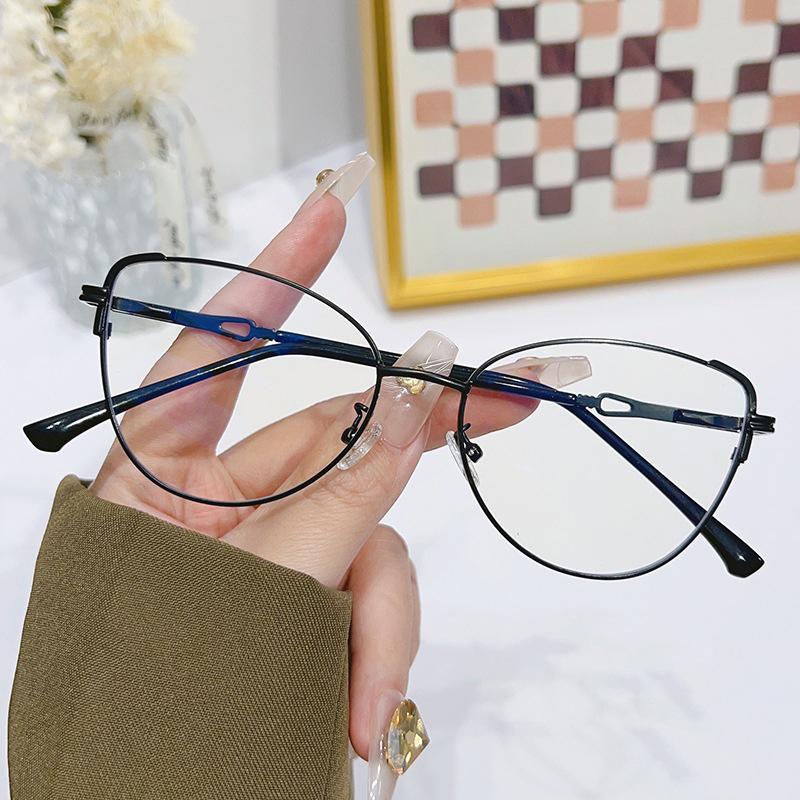 Fashion Cat-eye Women Reading Glasses Multi-color Metal Frames Ultralight Anti-blue Light Presbyopia Glasses