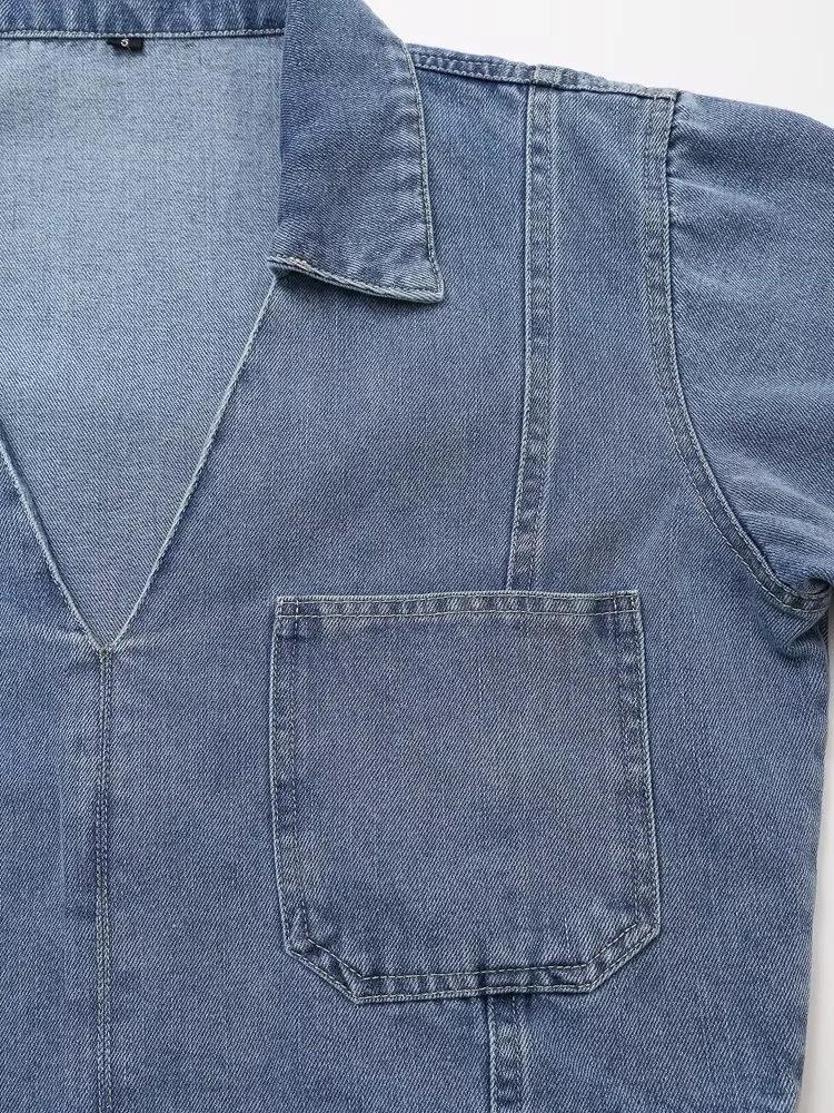 Ρετρό Τζάκετ από Τζιν για τον Δρόμο & Σετ Τζιν Παντελόνι Ψηλόμεσο με Φαρδύ Πόδι