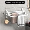 Punch-Free Multi-Bar Bathroom Towel Rack and Hanger Shelf
