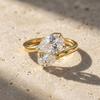 2.8cttw Pear Cut Full Moissanite Ring for Women   CopperToi Et Moi  Two Stones Ring Wedding Bands Party Fine Jewelry