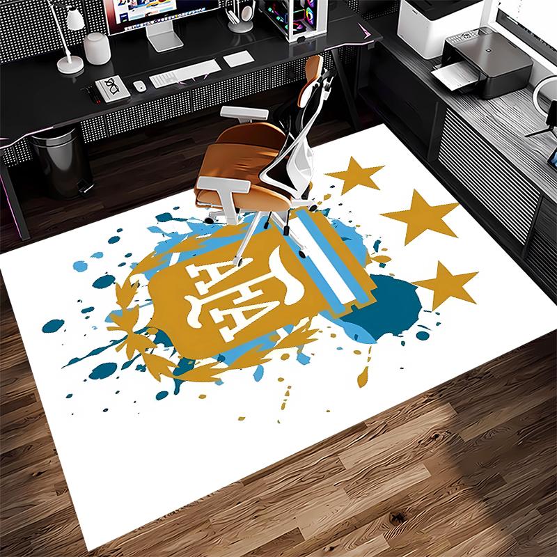 1pc Argentina Football Print Area Rug - Soft,Washable Non-Slip Indoor Mat for Office Chairs,Living Room,Home Office Decorative Rug
