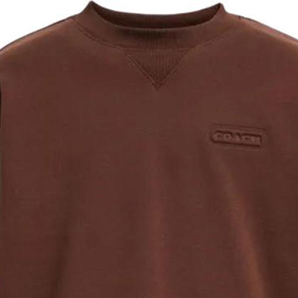Coach Solid Color Round Neck Letter Logo Long Sleeve Sweatshirt Men sweatshirt Brown CL646-BRN