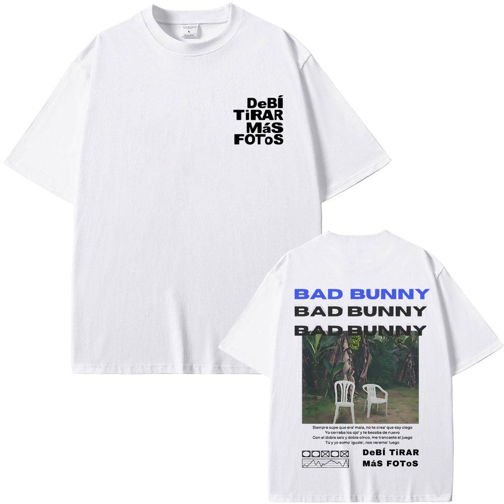 Famous Rapper Bad Bunny Tshirt DeBi TiRAR MaS FOToS DTMF Graphic Tshirt Men's Cotton T-shirt Men Fashion Hip Hop Retro T Shirts