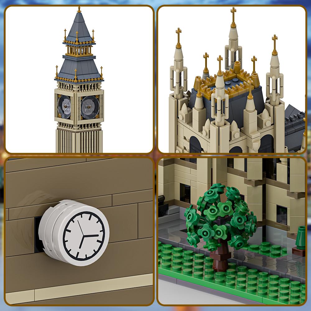 MOC Big Ben Modular Building Blocks Model London Big Ben Famous Street View Architecture Bricks Assembly Toys Kids Birthday Gift