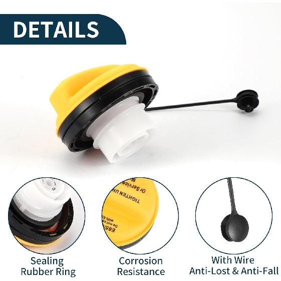 Gas Fuel Cap for Chevrolet Suburban Tahoe 2015-2016 Fuel Filler Cap Black White Yellow