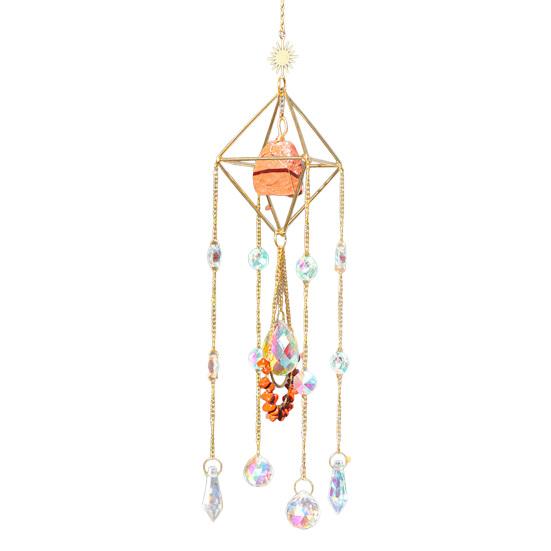 Faux Crystal Suncatcher for Window Natural Stone Rainbow Maker with Prism Pendant for Indoor Outdoor