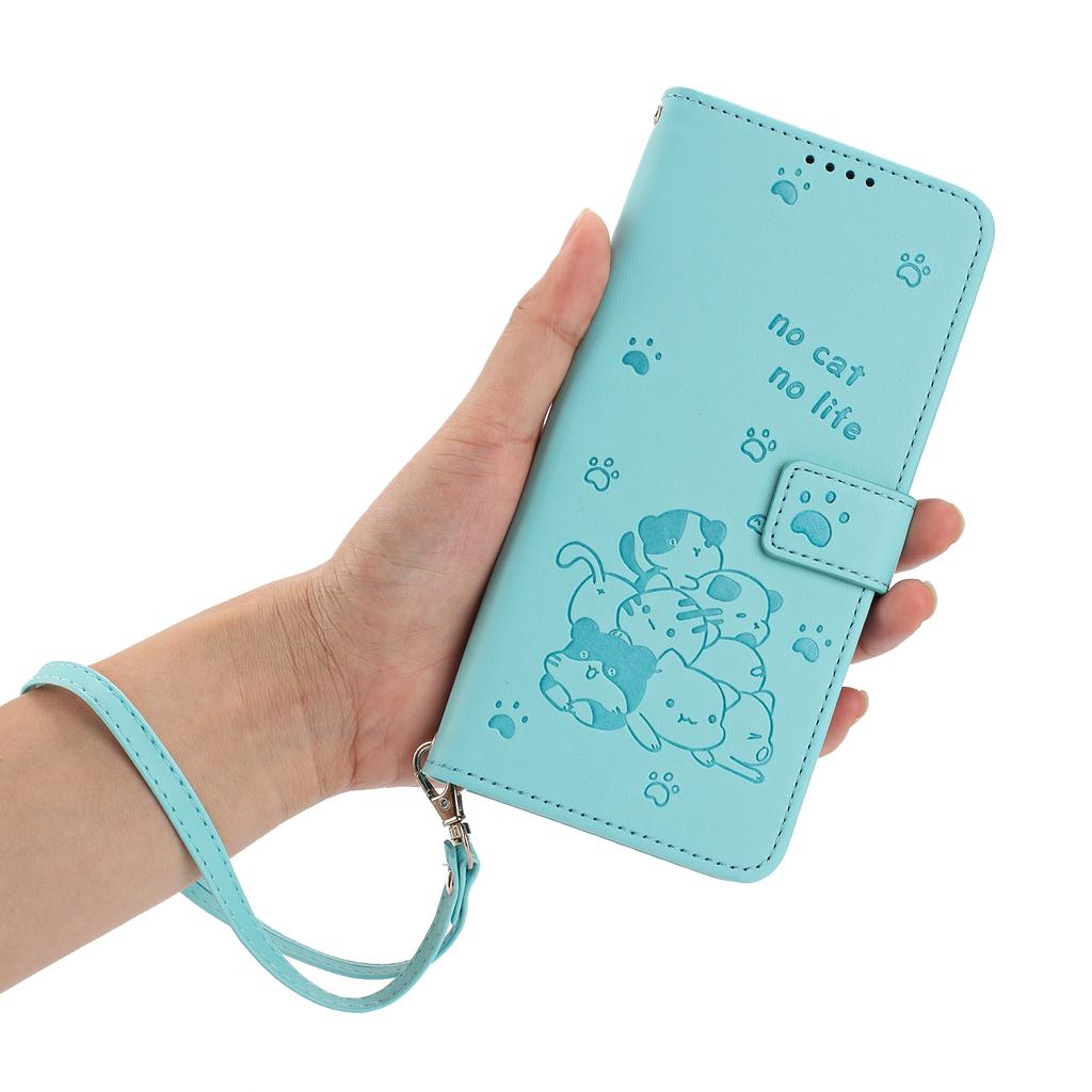 For Honor X7c 4G/Play 60 Plus 5G/200 Smart 5G/Play 9T Case with Strap Cats Imprint Leather Wallet Phone Cover