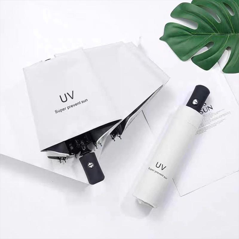 Automatic UV Protection Dual-Use Folding Parasol - Black Glue Sunscreen, Rain or Shine, Ideal for Gifts