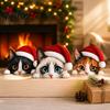 Holiday Table Decoration Cute Cat Shelf Sitter, Wooden Christmas Hat Peeking Desk Figurine, Funny Animal Centerpiece Sign, Lover Gift for Home Office