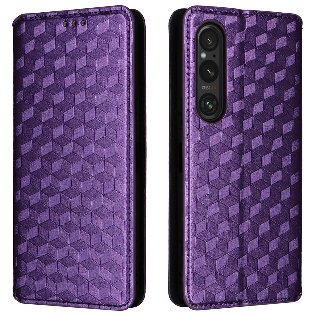 For Sony Xperia 1 VI Case Rhombus Pattern Magnetic Closing Leather Wallet Phone Cover