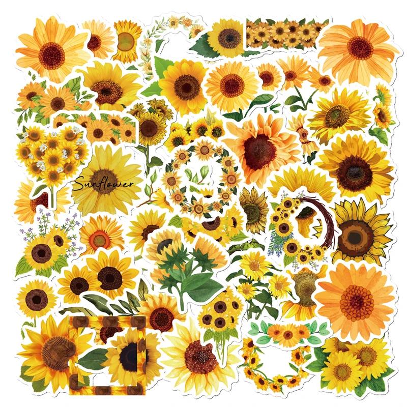 High-Quality 50Pcs High-Quality Sunflower High-Quality Vinyl High-Quality Decals High-Quality Aesthetic Self-assembly High-Quality Stickers