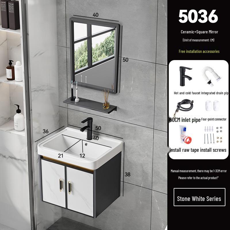 Luxury Space Aluminum Bathroom Vanity with Integrated Ceramic Basin for Compact Spaces