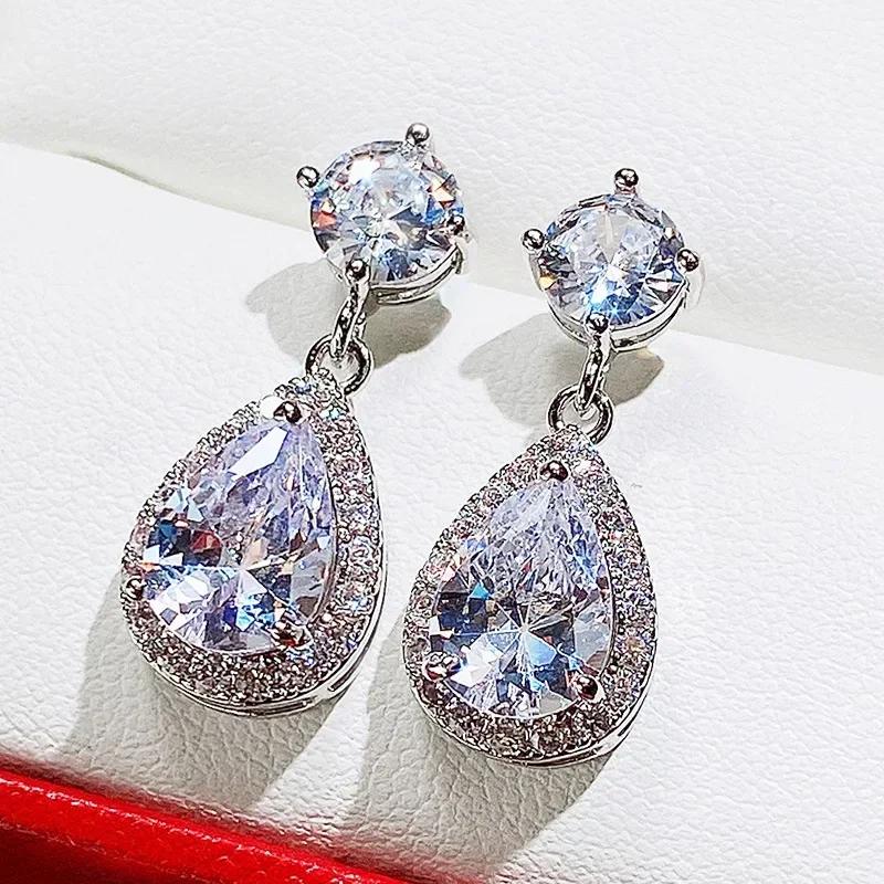 Luxury, High-End, Gorgeous Party, Water Droplet Zircon Earrings, Bride'S Wedding, Eternal And Dazzling Jewelry, Headwear