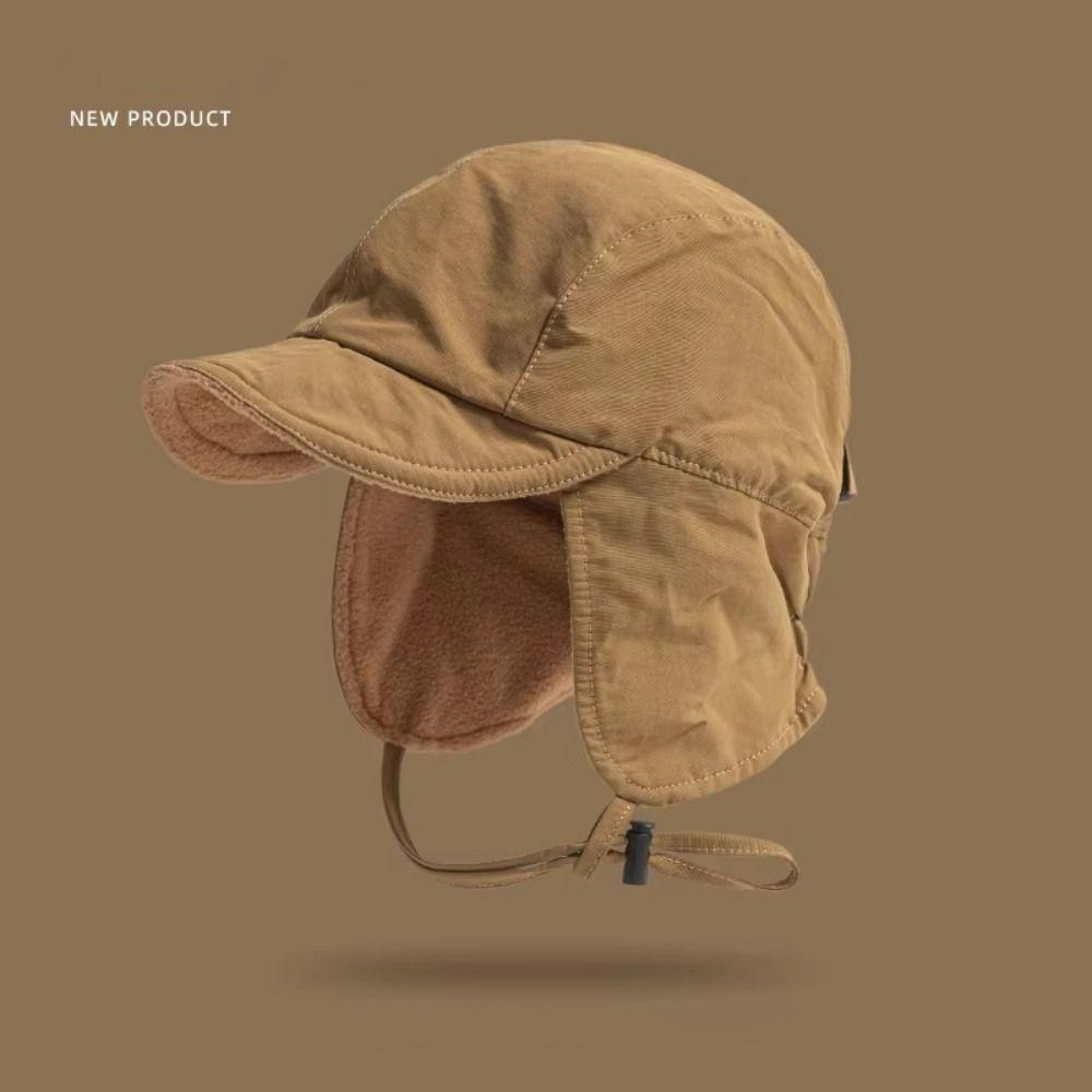Winter Cap Earflap Hat Windproof Velvet Pilot Hat Japanese Bonnet Hat  Men Women