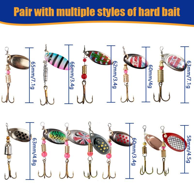 24-Piece Fishing Spinner Lure Set With Feather Blades Rotating Metal Spinners Bass Pike Trout