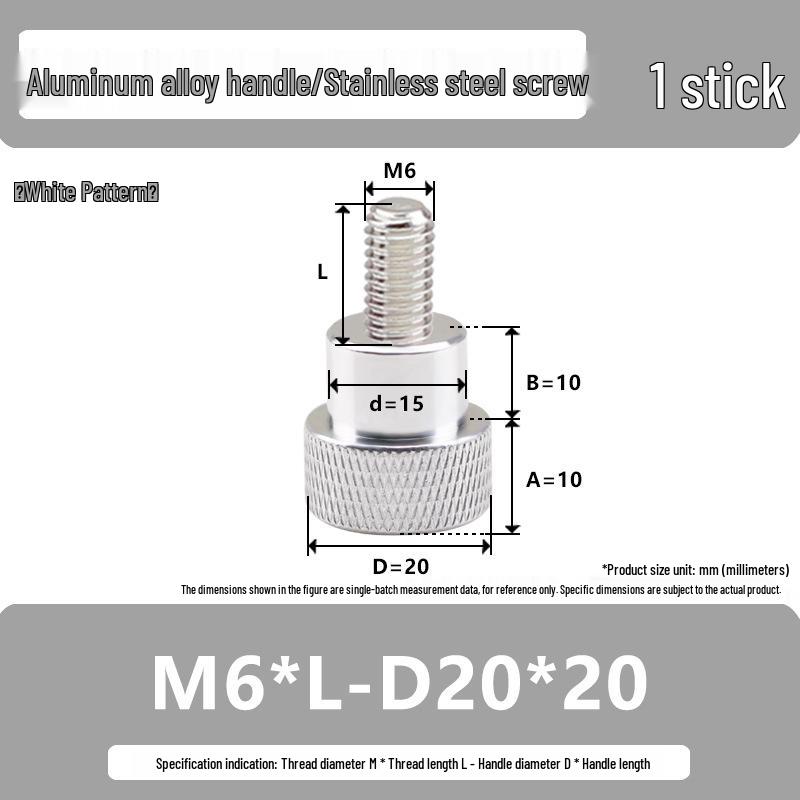 M6 Aluminum Alloy Knurled Hand Tightening Screw Bolt with Stainless Steel Handle