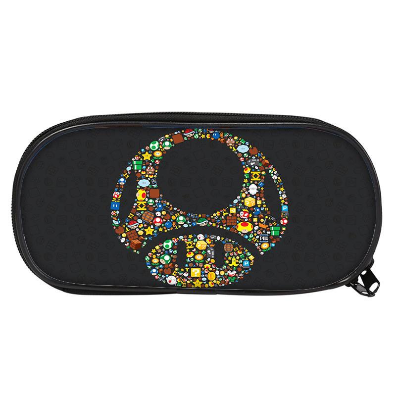 Super Mario Bros Pencil Case For Students Nylon Storage Bag Large Capacity Organizer