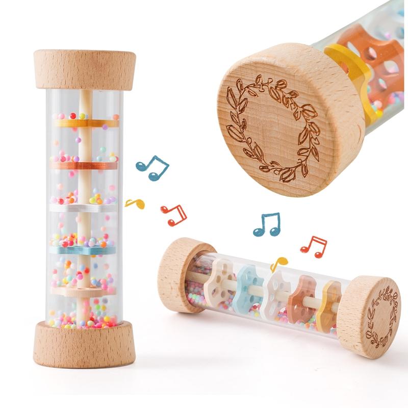 Montessori Spielzeug Baby Regenstab Regenbogen Sanduhr Regen Musik Rassel Spielzeug Kinder Simulation Regengeräusch Sensorisches Lernspielzeug Geschenk