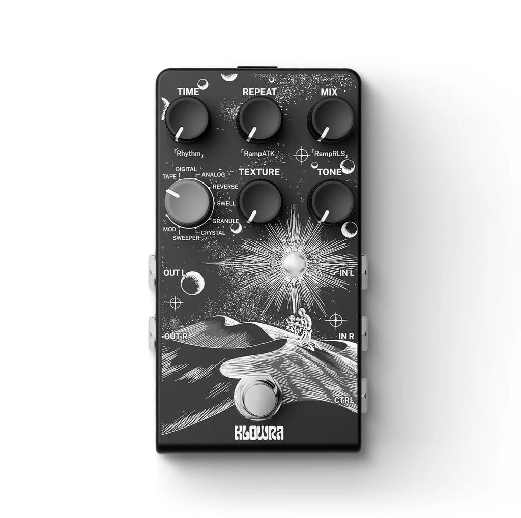 Klowra Everlast Delay Pedal for Electric Digital Guitar Effect Pedal with 9 Stereo Delay Tap True Analog Expression Pedal Footswitch Compatible