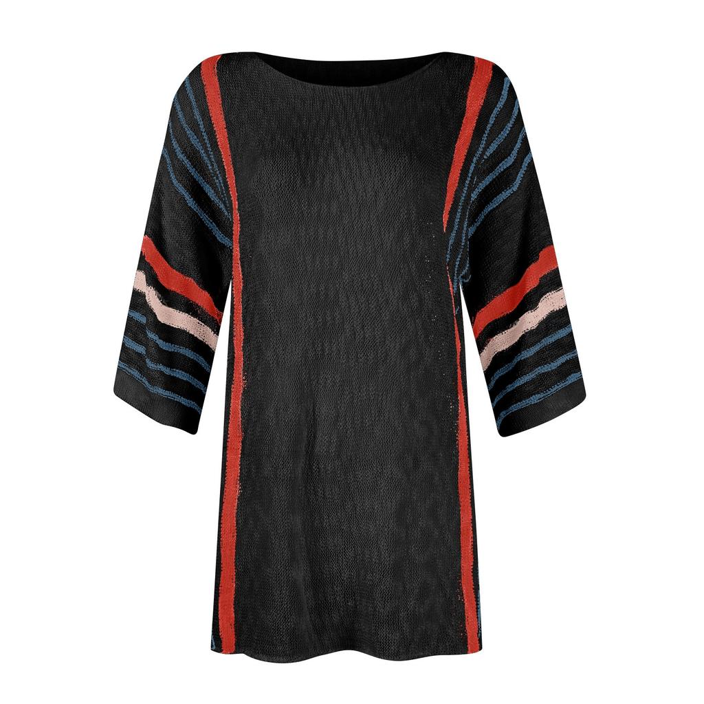 Modisches Sportswear-Sweatshirt-Oberteil mit Rundhalsausschnitt und 3/4-Ärmeln für Damen