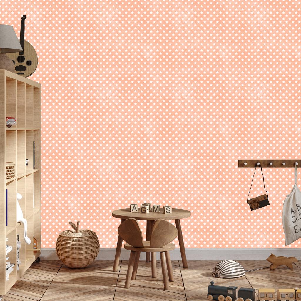 Cream and Peach Stars Wallpaper, Cream Background for Living Room and Bedroom 50x1000