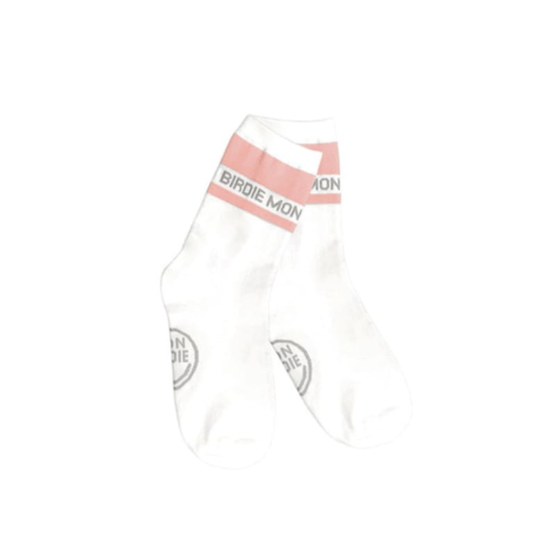 MONBIRDIE COLOR BLOCK Script Ankle Socks PINK