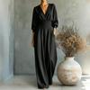 Damen V-Ausschnitt Farbe Taillenband Jumpsuit für einen eleganten Freizeit-Look