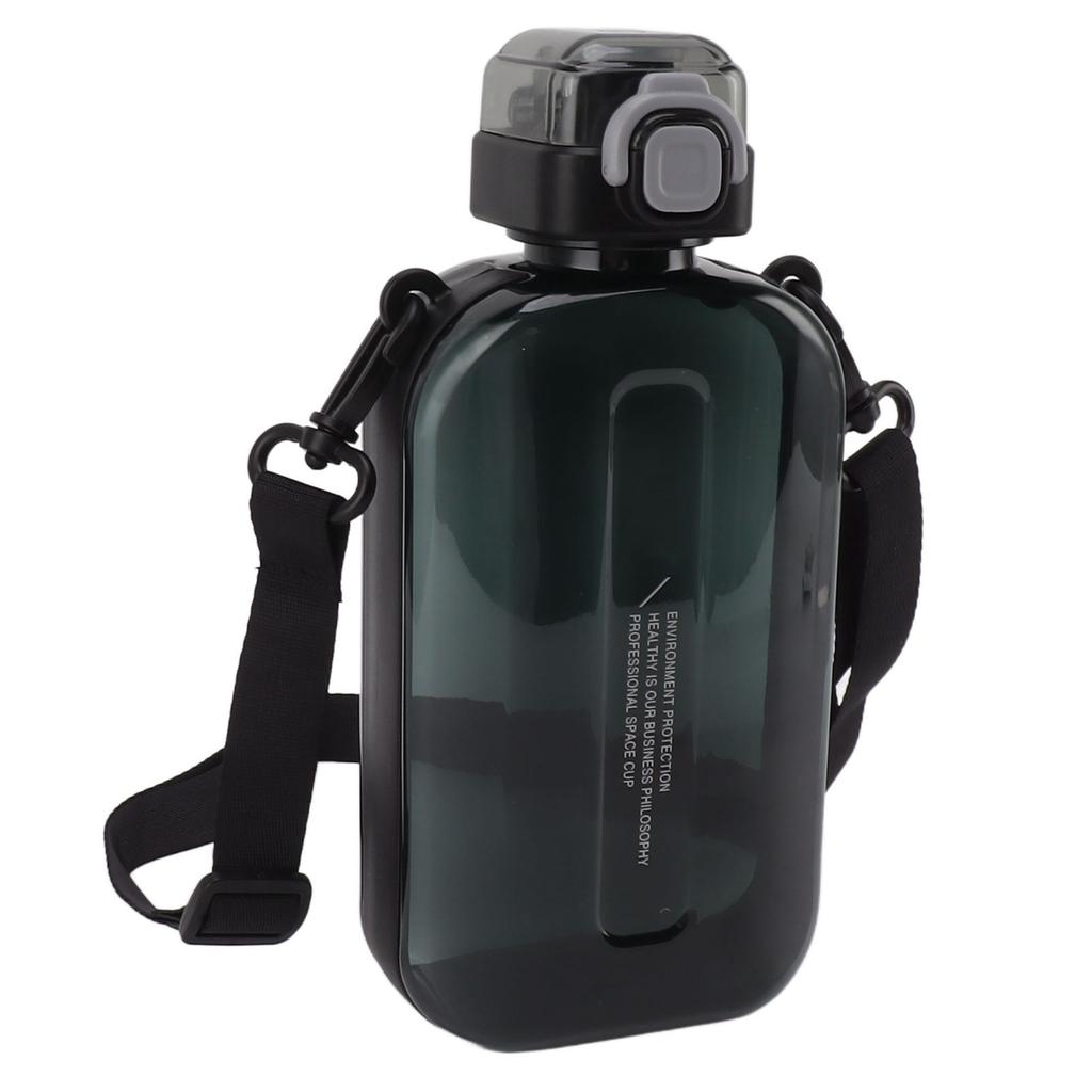 Flat Water Bottle 750ml Slim PC Silicone Leak Proof with Strap Flat Drinking Bottle for Sports