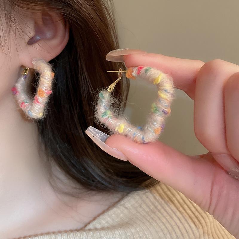 Snowflake Red Bow Hairball Earrings Creative Versatile Earrings Autumn and Winter Earrings