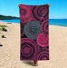 Oversized Microfiber Beach Towel, Boho Mandala Floral Print, Quick Dry Sand Resistant, for Summer Beach Pool Vacation