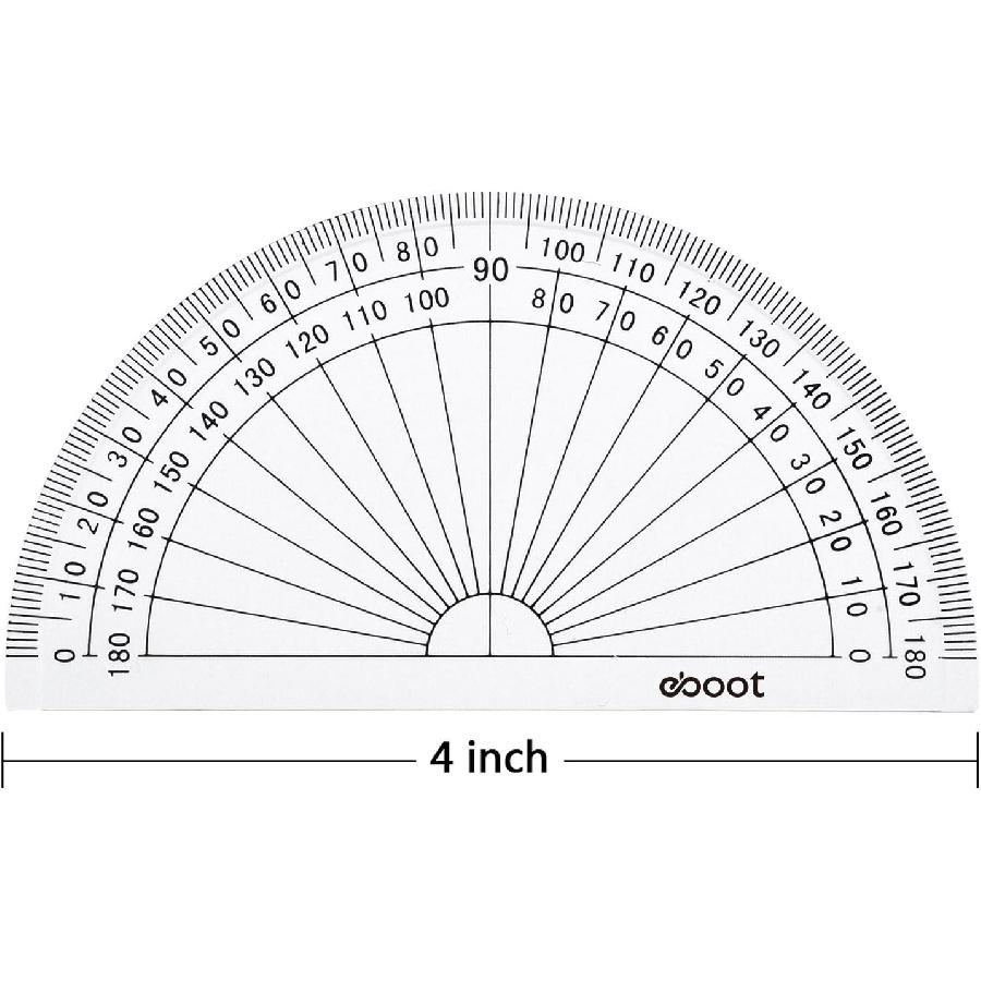 EBOOT 2 Pcs Plastic Protractor Clear 180 Degrees Transparent Protractor for Geometry, 4 Inch and 6 Inch