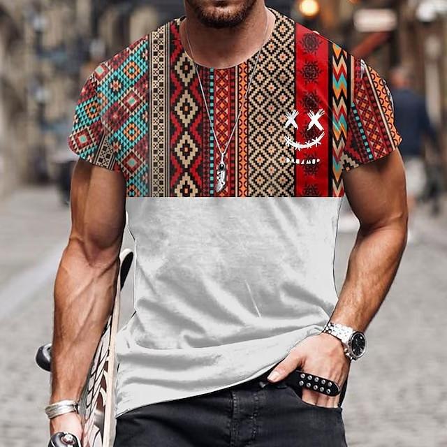 Casual Men's Clothing Ethnic Style Retro Abstract 3D Printed Short-sleeved T-shirt