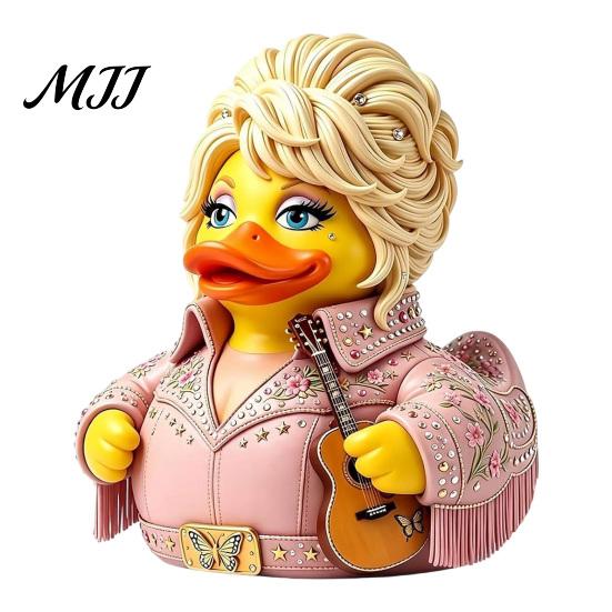 Unikalna Dekoracja Półki w Pokoju Muzycznym Pamięci Partona Kaczka, Figurka Kaczki Dolly, Statua Country, Ikona w Stylu Gitarowym Prezent Rzeźba Dekoracyjna do Domu Biura