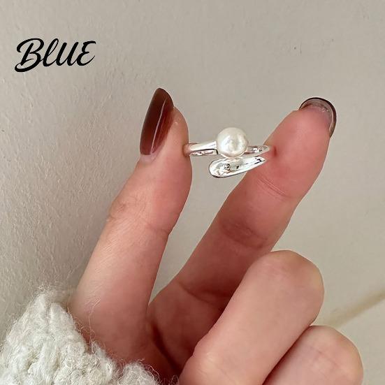 Adjustable Faux Pearl Ring Finger Natural Imitation Pearls Opening Band