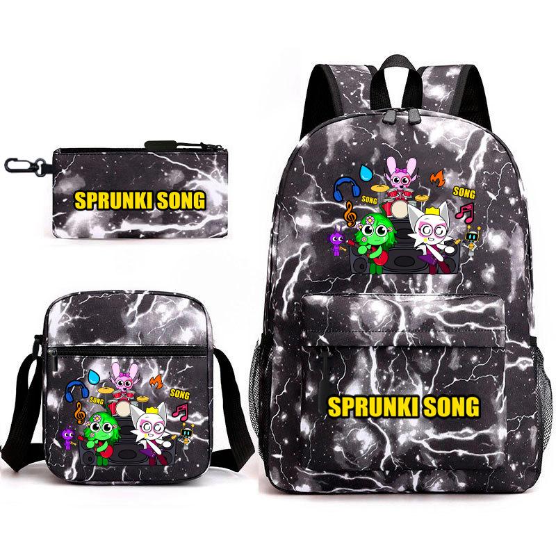 3D New Game Rhythm Box Sprunki School Bag Backpack Elementary and Secondary School Backpack Crossbody Bag Pencil Bag D