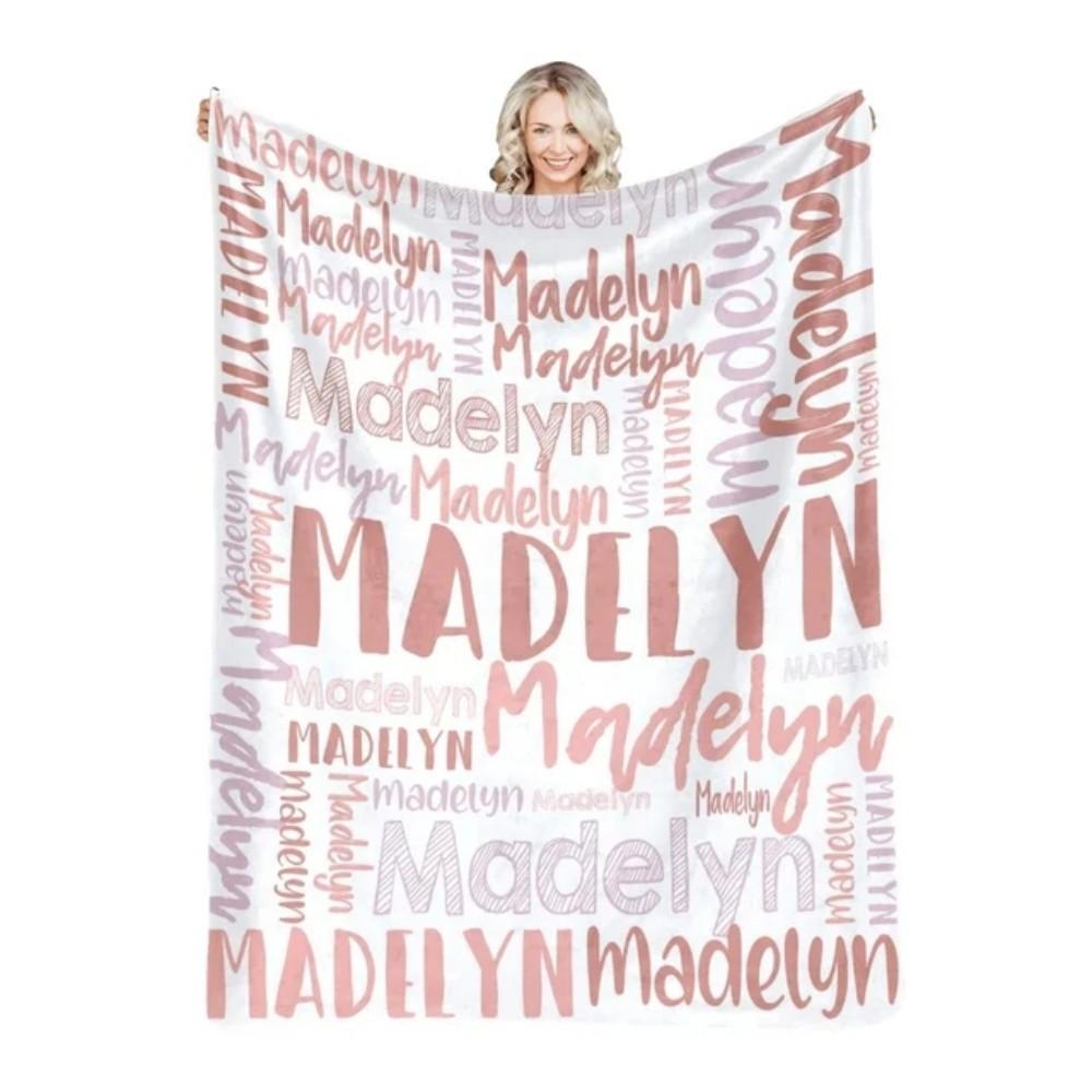 30 Colors Personalized Name Flannel Blanket For Girls Boys Letter Monochrome Customized Baby Adult Name Blanket Birthday Gift