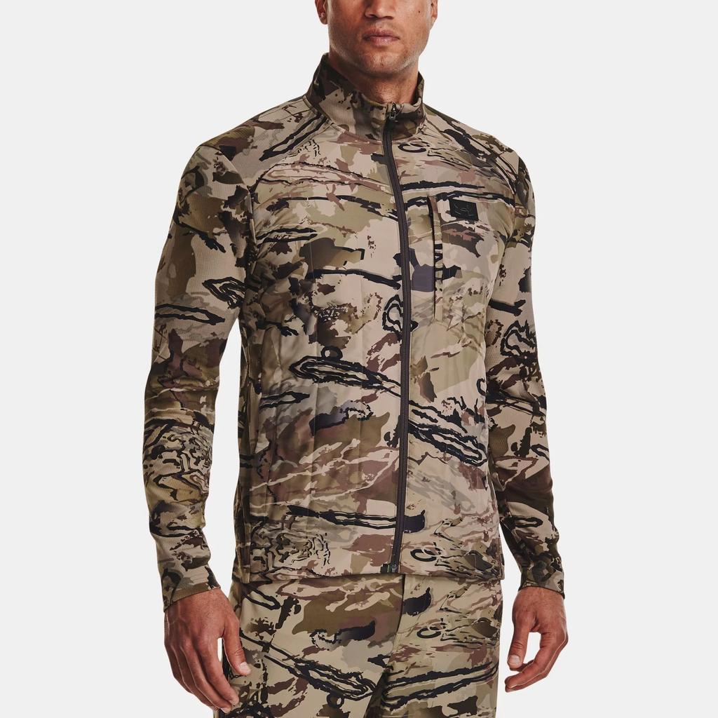 Under Armour UA Sprint Camouflage Print Stand Collar Long Sleeve Jacket Men Jacket Matcha 1372597-989