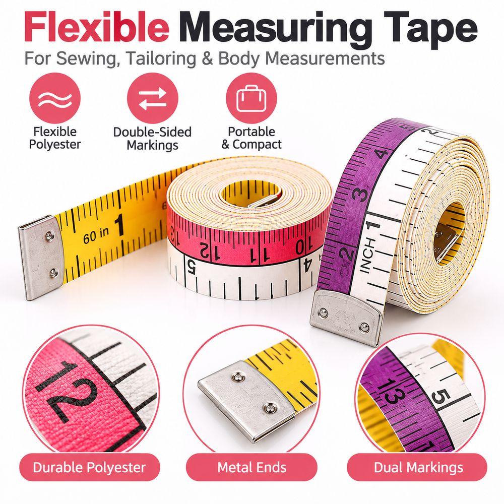Double-Sided Markings Body Measuring Ruler 150cm Flat Ruler for Sewing and Body Measurements