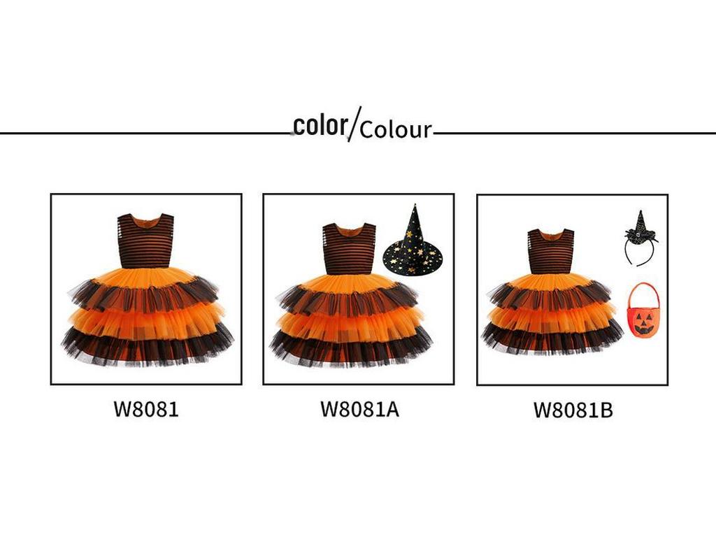 Halloween Princess Striped Irregular Puff Mesh Skirt - Witch Costume