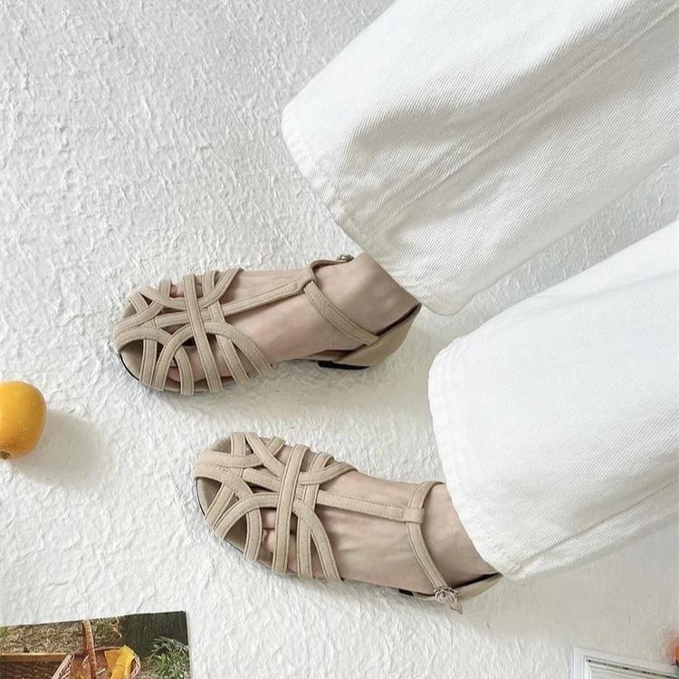 Fashion Women's Flats Summer Breathable Hollow Out Sandal Retro French Roman Shoes for Women Comfort Casual Flat Sandals Sandalias Mujer