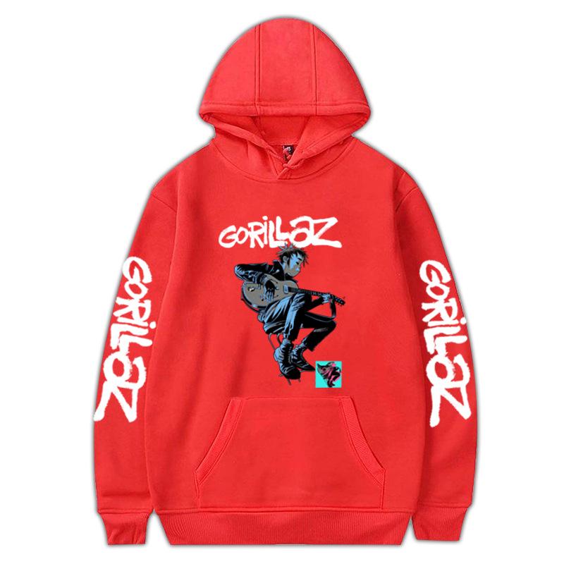 2023 Autumn-Winter GORILLAZ Cartoon Pullover Hoodie - Plus Size Trendy Hooded Sweatshirt